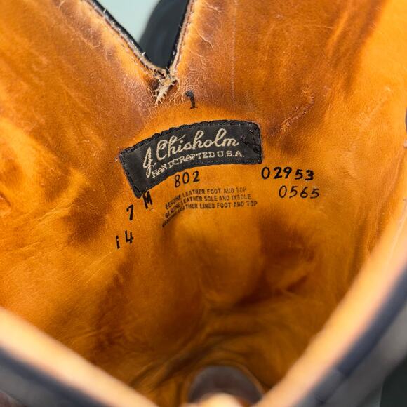 J. Chisholm Women’s Western Cowboy Boots 7M Gray Leather Made in USA Vintage - Picture 8 of 8